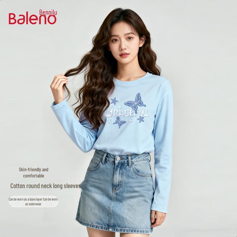 Baleno Women s Pure Cotton Loose Fit Long Sleeve Graphic T-Shirt 2XL