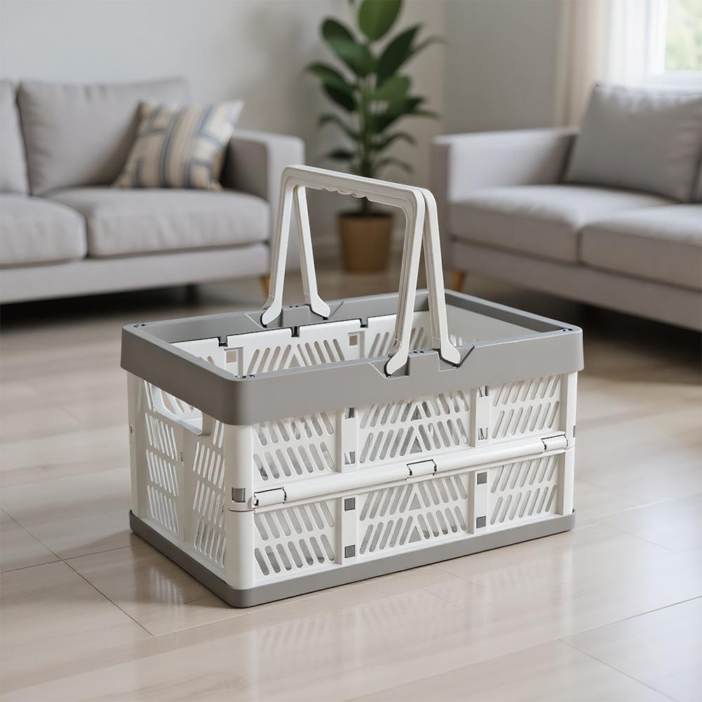 Plastic Collapsible PP Crates with Handles Handle Crate Stackable Picnic Basket Large for Home Organization Picnic and Shopping