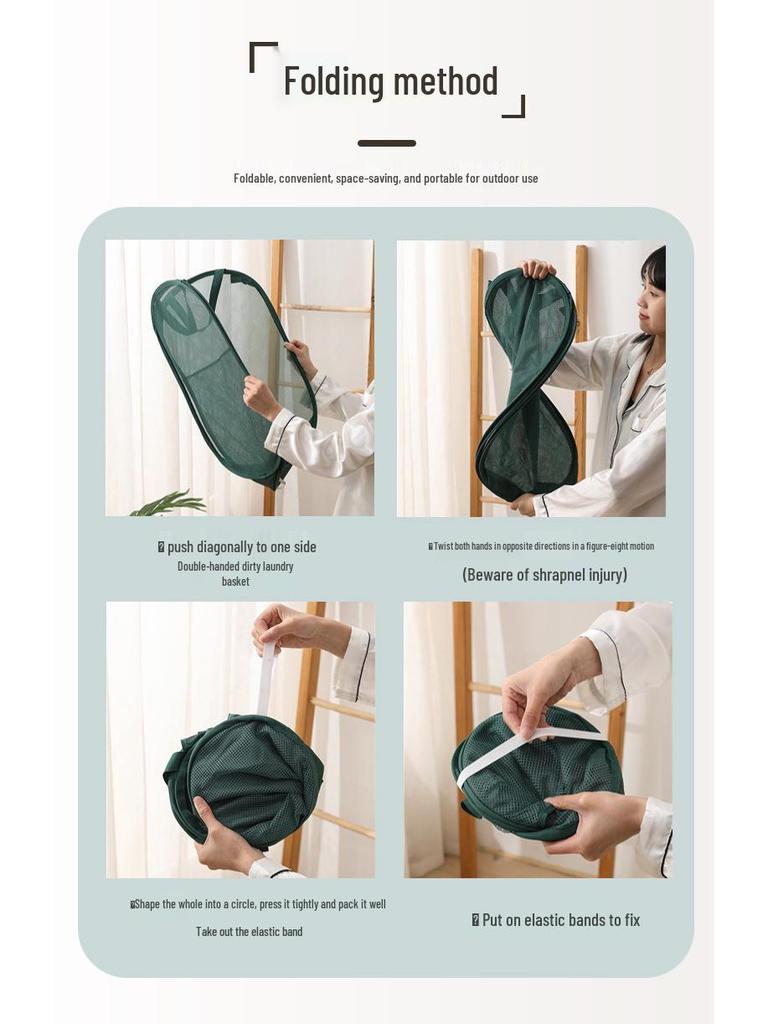 Foldable Mesh Laundry Hamper: Washable, Multifunctional Storage Basket for Clothes and Bathroom.