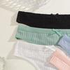 Duży Rozmiar 3 Szt. Damskie Bawełniane Stringi Seksowne Prążkowane Oddychające Majtki Codzienna Urocza Bielizna z Kokardką Dziewczęca Niska Talia G-String Lingerie