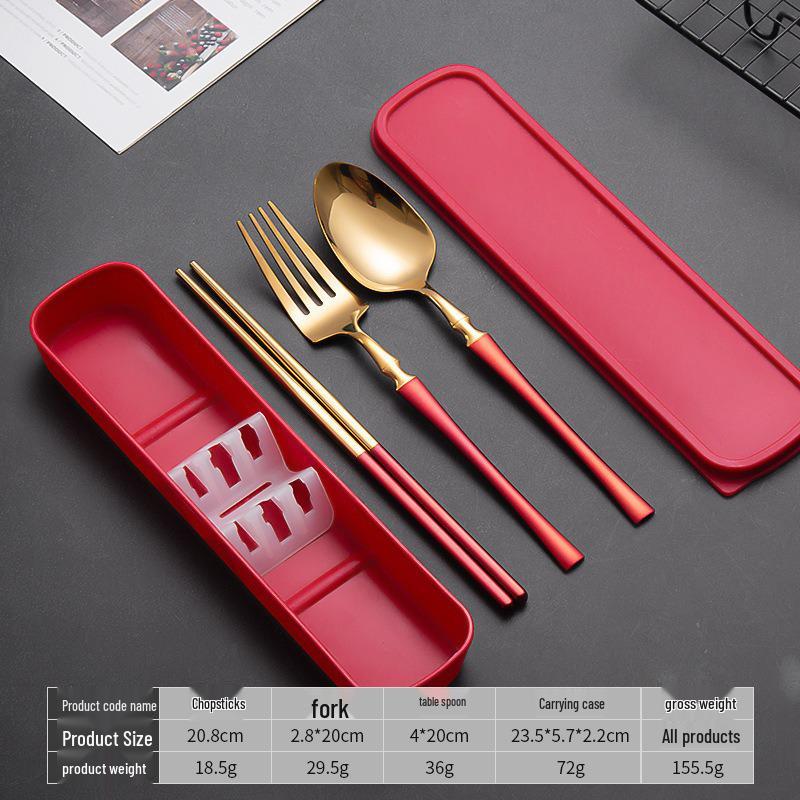 Slim Waist Portable Stainless Steel Cutlery Set: Spoon, Fork, Chopsticks - Japanese Tableware for Students