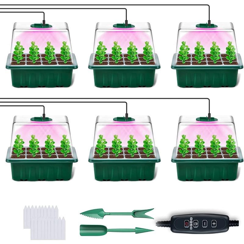 4/5/6 Heads Full Spectrum USB 5V LED Grow Light with Seedling Starter Tray Greenhouse Plant Growing Lamp for Seedlings
