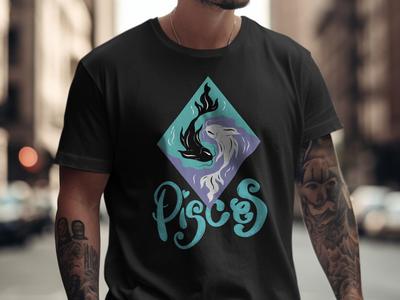 Pisces Zodiac T-Shirt | Celestial Fish Astrology Tee | Mystical Horoscope Apparel