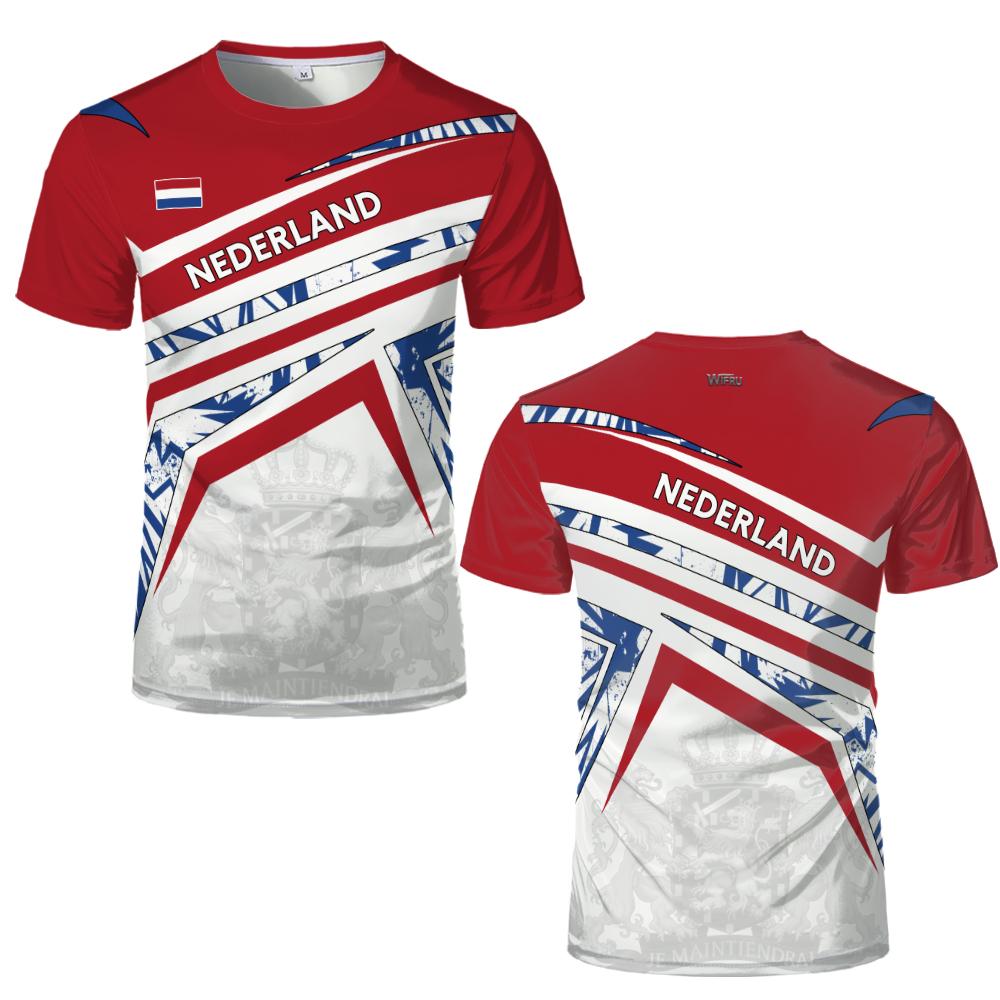 Netherlands Flag 3D Print T-shirts Men Women Nederland Emblem Graphic Tee Men's Casual Streetwear Breathable Football Jersey