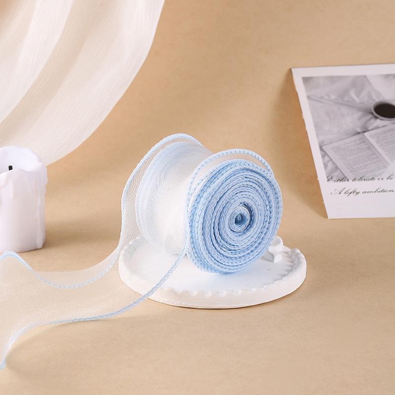 

10Yards/Roll Gift Wrapping Cake Bow Sewing Fabric Decor for Bouquets Wave Edge Double Color Chiffon Ribbon Organza Fishtail Yarn синий