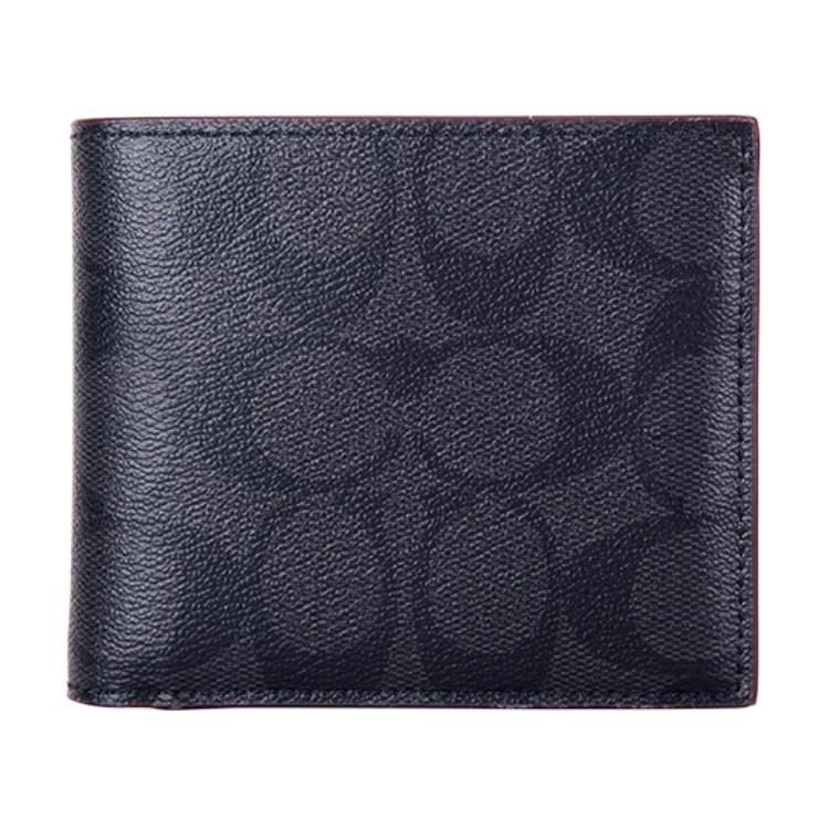 COACH 3 IN 1 Wallet Leather Wallet Men's Black Gray 25519-N3A