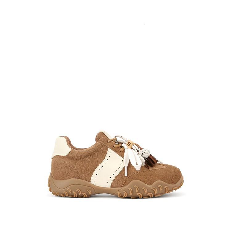 Su Yinyin Style 8cm Height-Boost Women's Suede Lace-Up Trendy Sneakers with Thick Soles