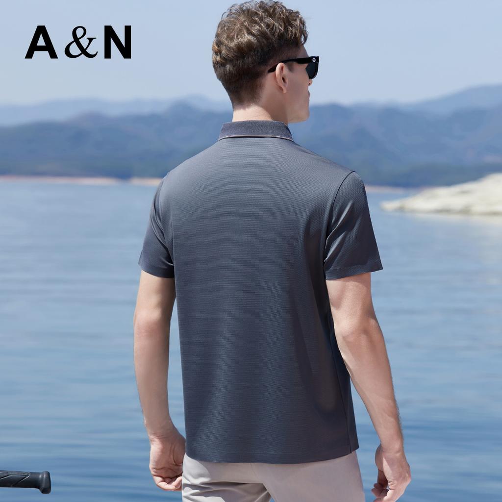 Triacetic acid Mulberry Silk Lapel Short-Sleeved Polo Shirt for Men