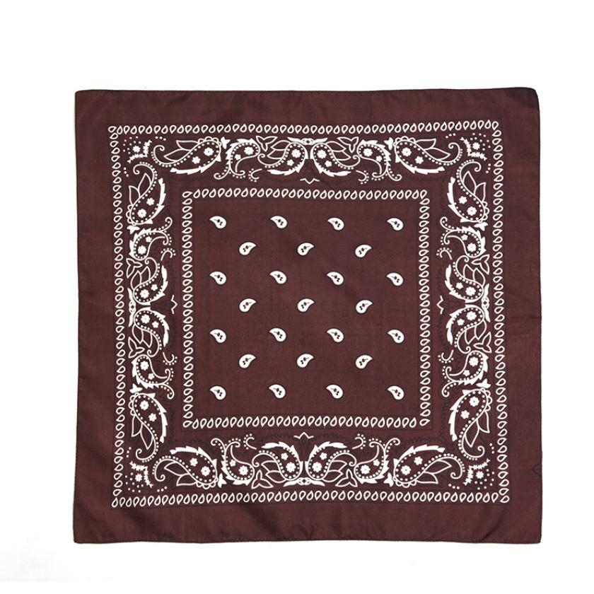 

Fashion Hip Hop Bandana Kerchief Unisex Black Hair Band Neck Scarf Headwear Wrist Wraps Head Square Scarves Print Handkerchief 55CM-55CM коричневий