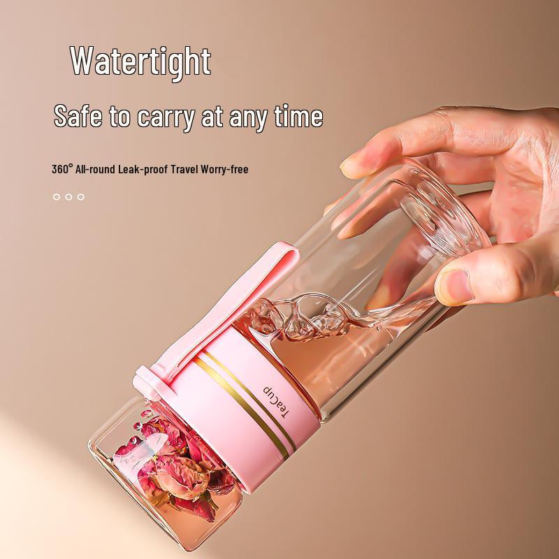 500ml Double-Layer Insulated Tea and Water Infusion Glass Cup with Filter