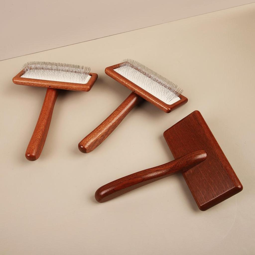 Solid Wood Pet Deshedding Comb for Cats & Dogs – Grooming & Hair Removal Brush for Long-Haired Breeds