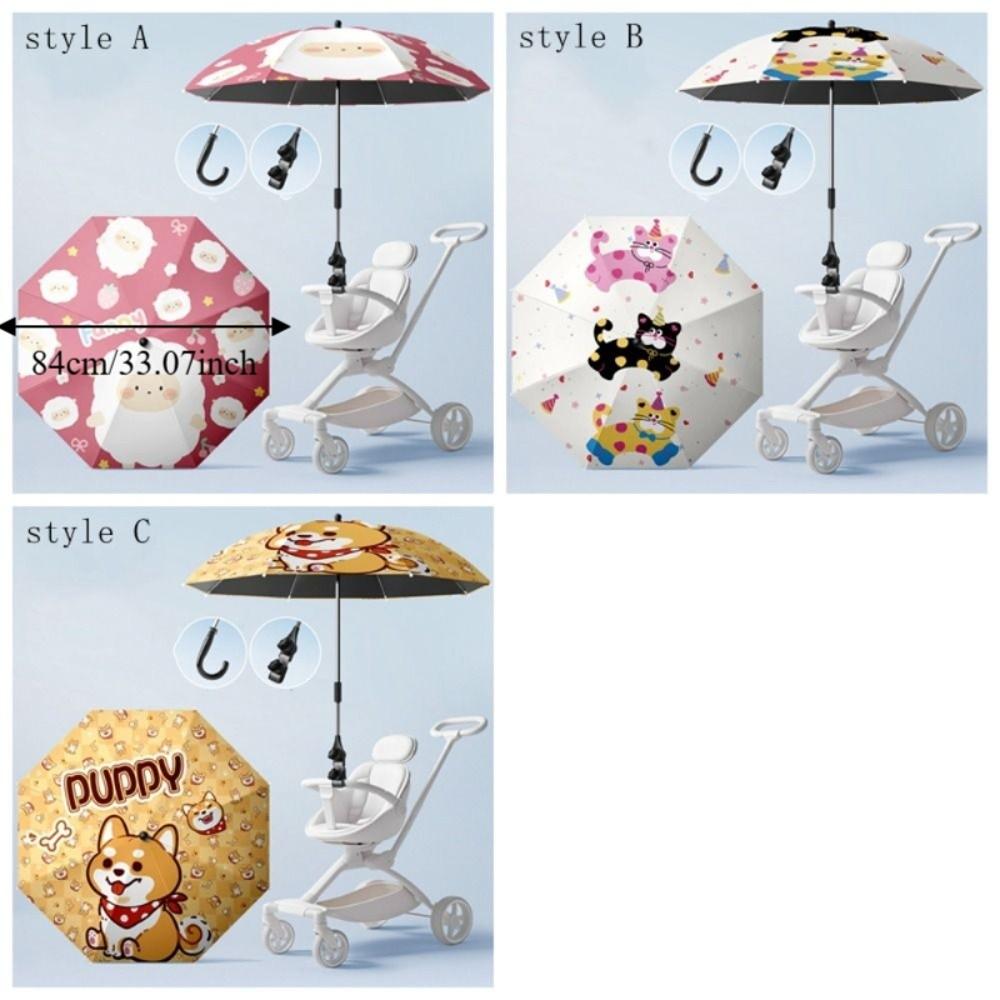 Sun Protection Baby Stroller Umbrella UV Protection Adjustable Stroller Sunshade 360 Degree Rainproof Children Buggy Parasol