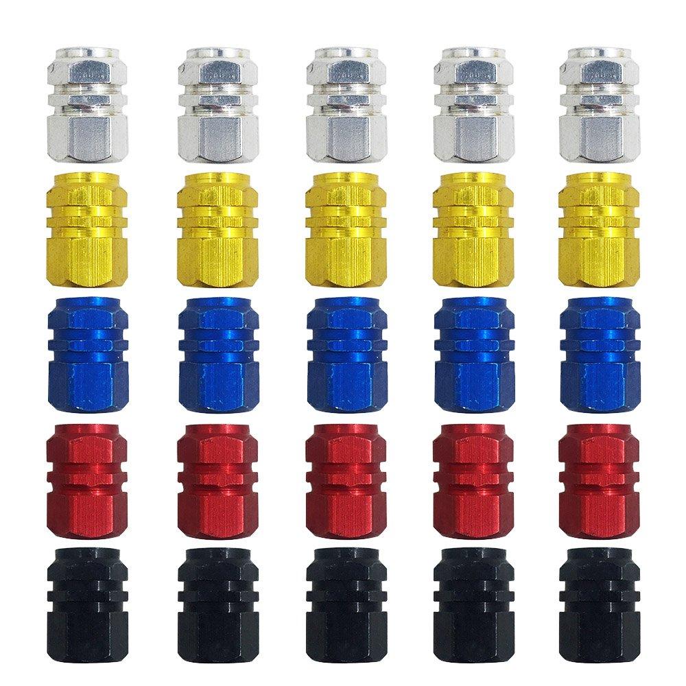 25 Valve Stem Caps, FineGood Aluminum Alloy Tire Valves Dust Cap for Car, Motorcycle,