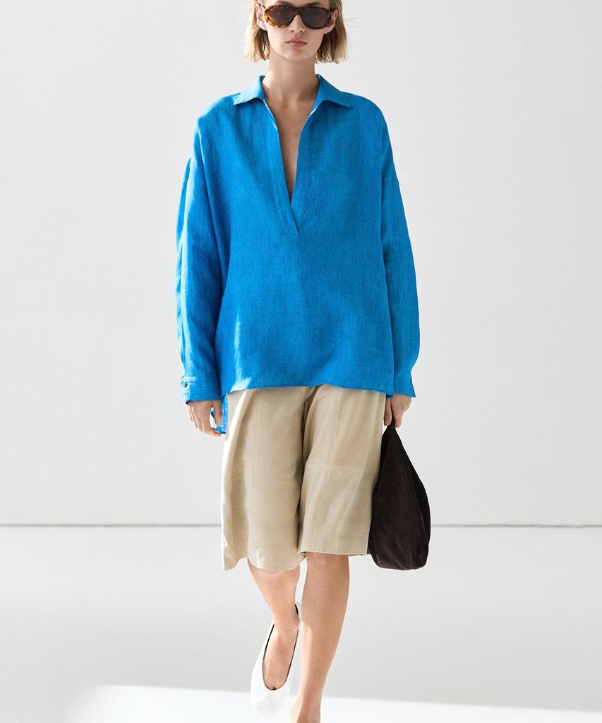 Masimodutti 100% Linen Fluid Blouse