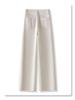 Women's 2024 White Fleece-Lined Wide-Leg Jeans for Autumn/Winter
