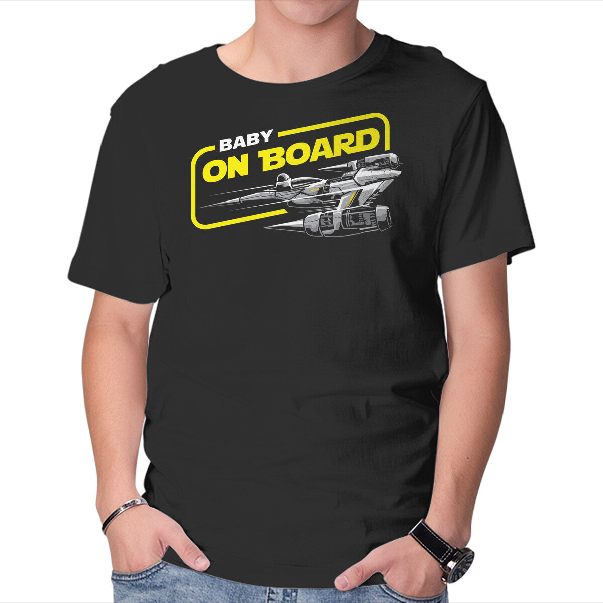 Unisex Crew Neck T-Shirt Baby On Board Graphic Short Sleeve Casual Tee XL