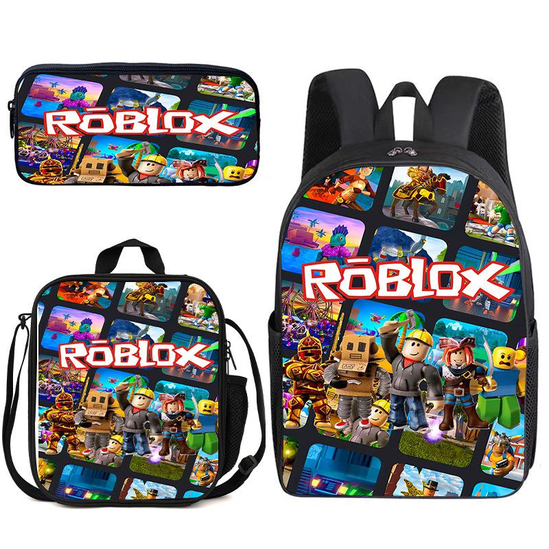 Zaino Anime 3D Tre Pezzi Roblox Zaino Studente Borsa Pranzo Astuccio Zaino Scolastico Stampato