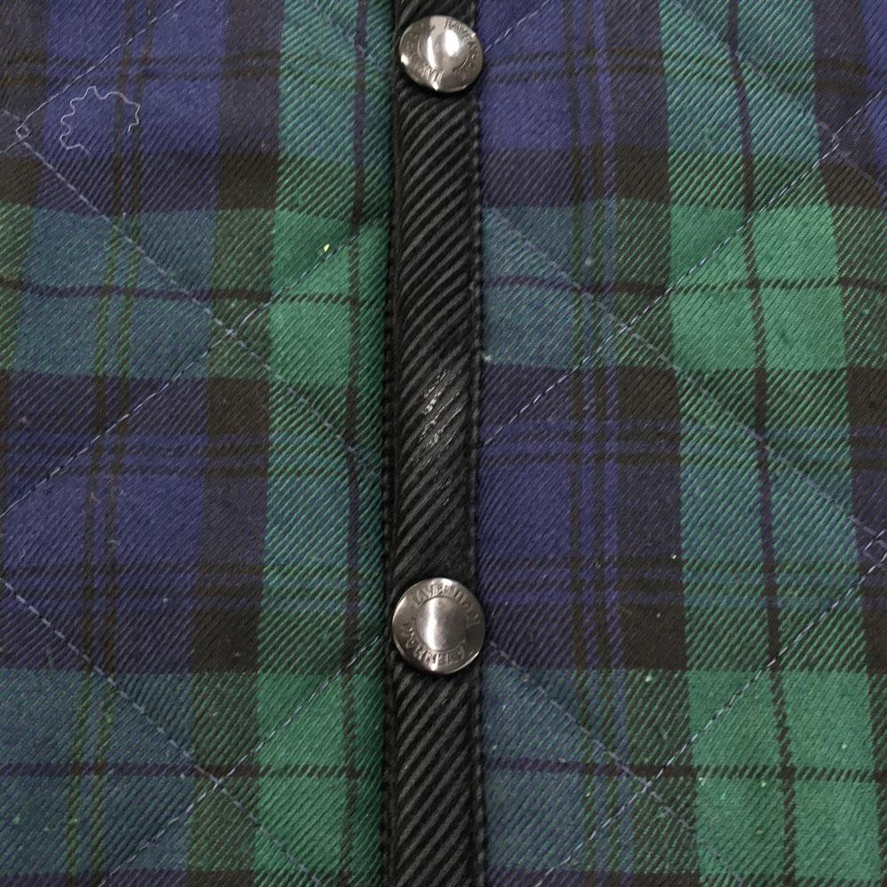 LAVENHAM Check Pattern Hooded Quilted jacket 36 Green x navy Men's Used
