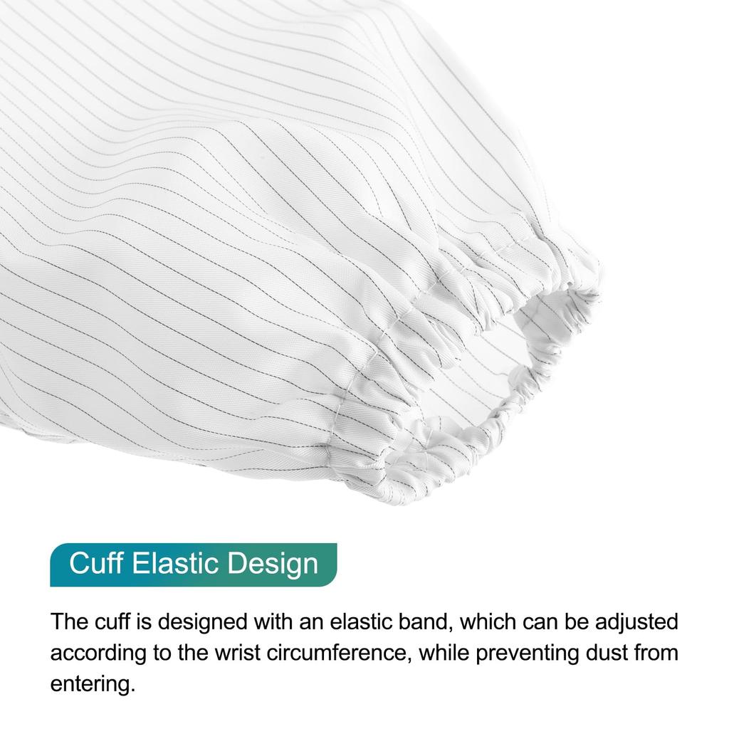 Uxcell ESD Laborkittel, Antistatische Kleidung, Wissenschaftliche Jacke mit Bündchen und Becken, Uniform, Unisex (Weiß, 2XL)