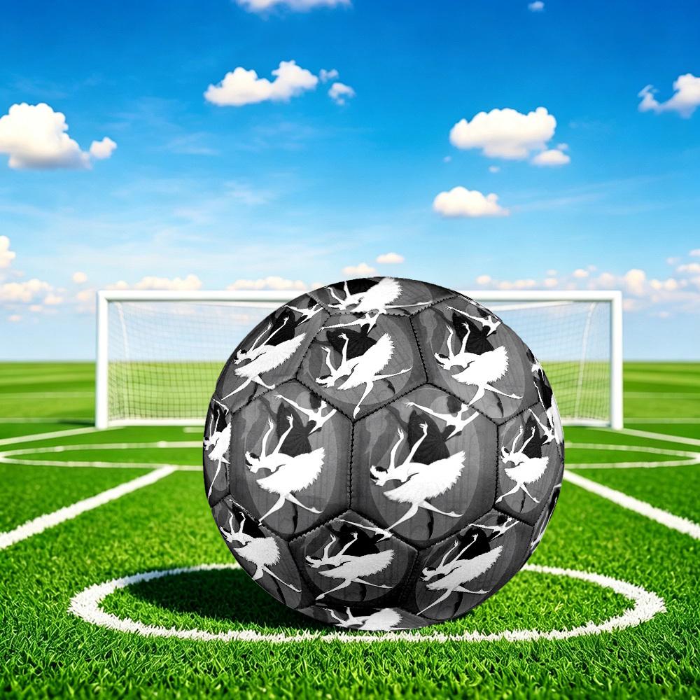 1pc Dance Black White Theme Soccer Ball Football, Size 5, Lightweight PVC, Outdoor Training Soccer Ball,Gift J61411