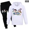 Kids Cotton Cartoon Hoodie And Jogging Pants Set For Winter And Spring Play