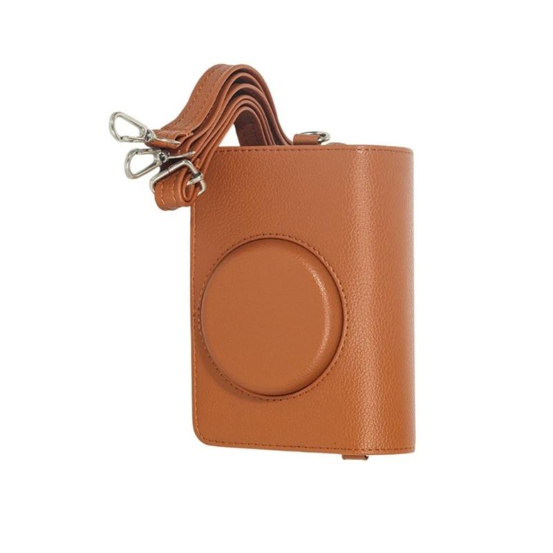 Impacts Resistant PU Camera Case Portable Black/Brown Camera Protector Leather Texture Suitable for MS200 Model Use