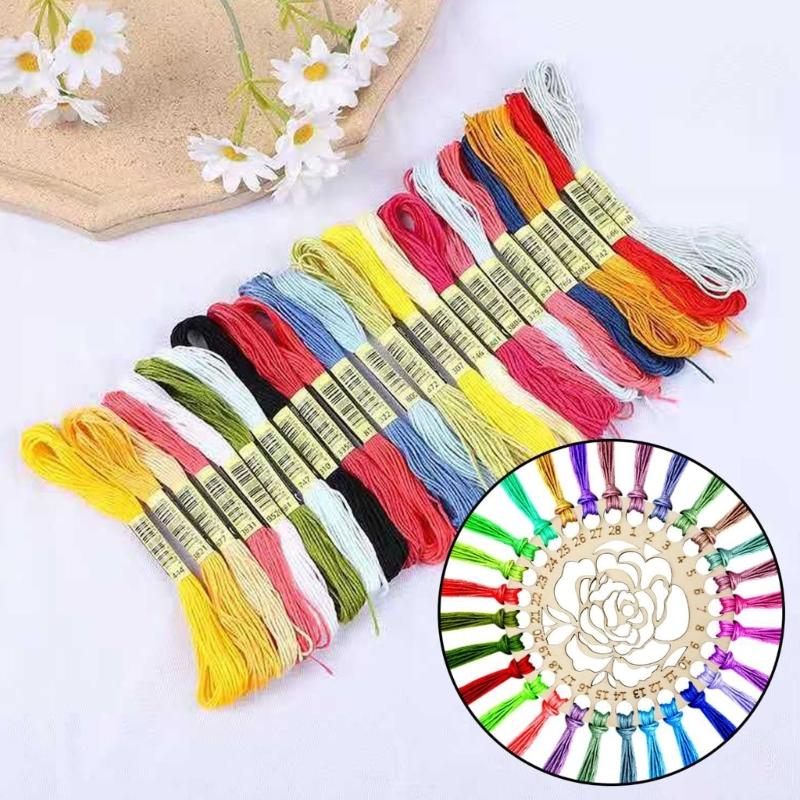 4Pieces Wood Stitching Thread Holder Disc Numbered Embroidery Floss Thread Organiser Embroidery Thread Dispenser Disc