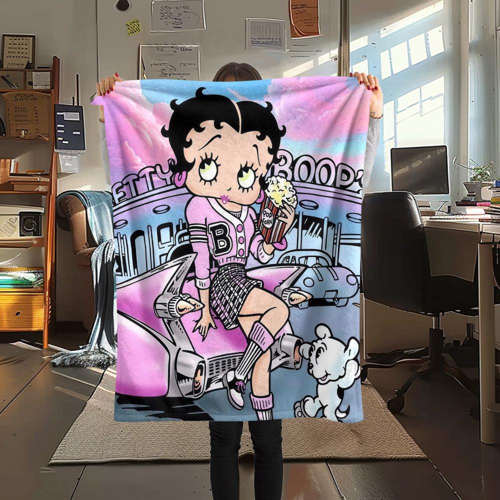 Betty Boop2 Flannel Blanket, High quality Comfortable for All Seasons, Home Decor, Warmth and Comfort