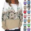 Women's Casual Fashion Vintage Printed Long Sleeve O-Neck Sweatshirt Layer Pullover Top