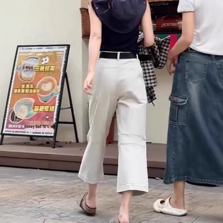 Women's High Waist Pleated Jeans - Slimming, Loose Wide-Leg, Light Color, Petite Fit - 2024 Spring/Autumn Fashion.