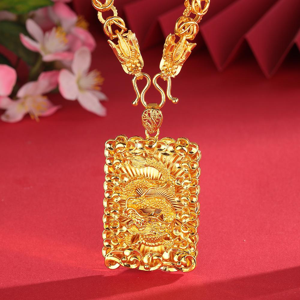 Hollow Dragon Brand Pendant Men's Domineering Necklace Square Brand Can Be High-end Men's Style