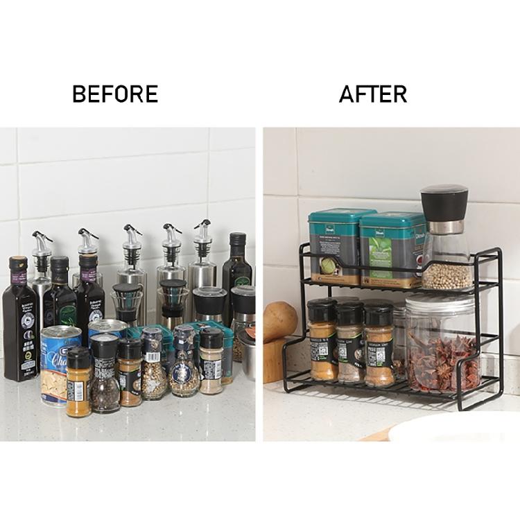 Schlafzimmer und Küche Doppellagiges Robustes Edelstahl-Lagerregal zur Organisation von Büchern, Zeitschriften und Gewürzen