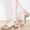 Women's shoes summer new mid-heel casual versatile fashion thick heel women's shoes open-toe one-button women's shoes