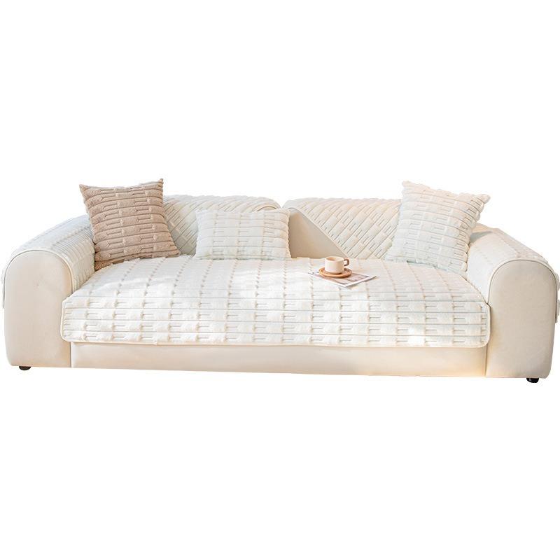 Cream Style Sofa Cushion Autumn and Winter Thickening Plush Cushion Winter Non-Slip Thickened Sofa Cover Cloth