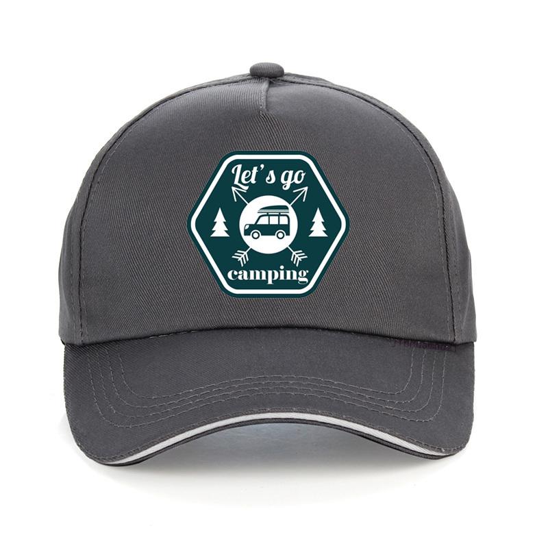 Let'S Go Camping Baseball Cap Fashion Print Outdoor Camping Caps Unisex Snapback Hat Adjustable Leisure Caps