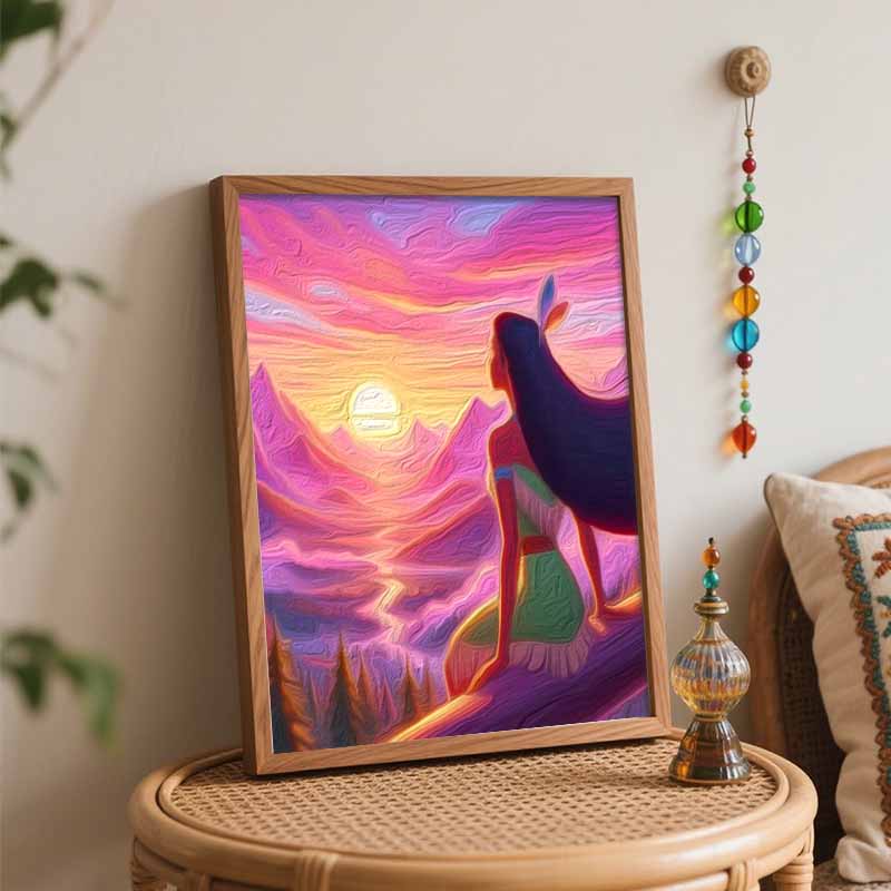 Disney Pocahontas Sunset oil painting art painting kit, handmade diy art painting home wall decoration, beautiful scenic aesthetic art