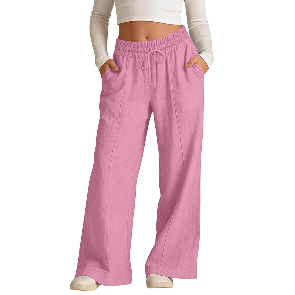 Loose Fit Wide Leg Casual Pants for Kids Adjustable Waistband Drawstring Closure Lightweight Fabric Unisex Design Suitable for Everyday Wear