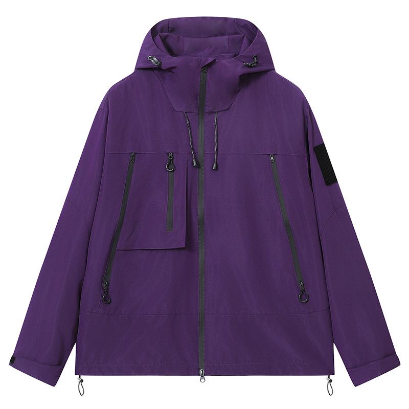 Couple Outdoor Waterproof Jacket Men's Functional Style Work Bag Jacket Jacket Small Oxford Hooded Loose Jacket Men