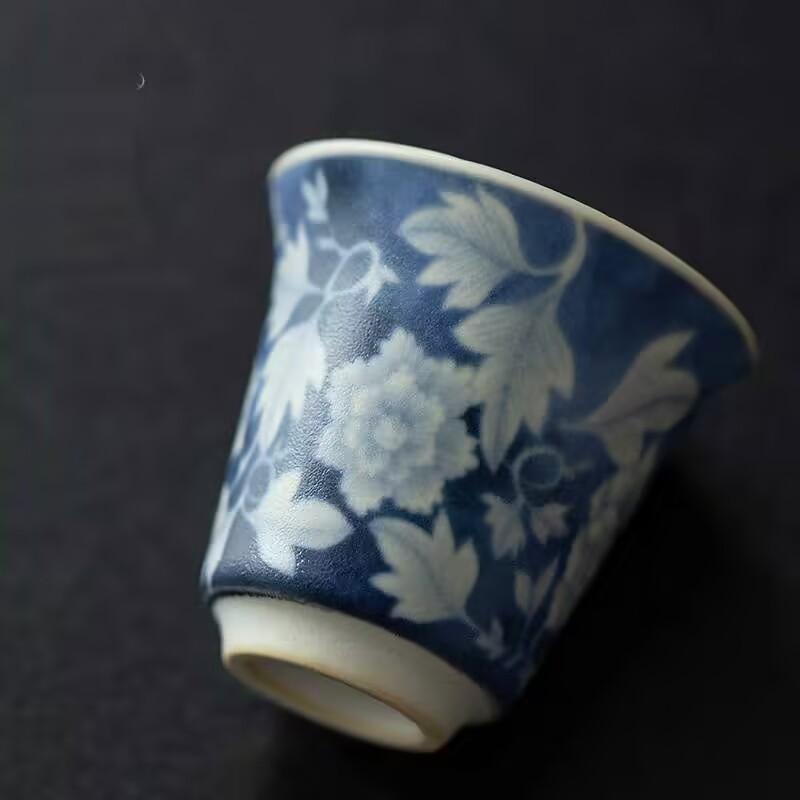 Soda Glaze Antique Yuan Blue And White Tea Cup Kung Fu Tea Set Tea Cup Household Single Coarse Pottery Incense Cup Drinking Tea Cup