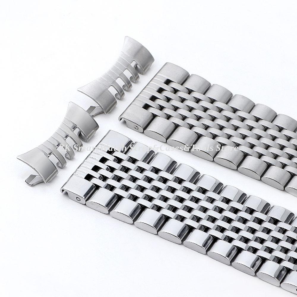 Massives Edelstahl Uhrenarmband mit gebogenem Ende 12 14 16 18 20 21 22 24mm Metallband Faltschließe Universal Armband Uhrenarmband