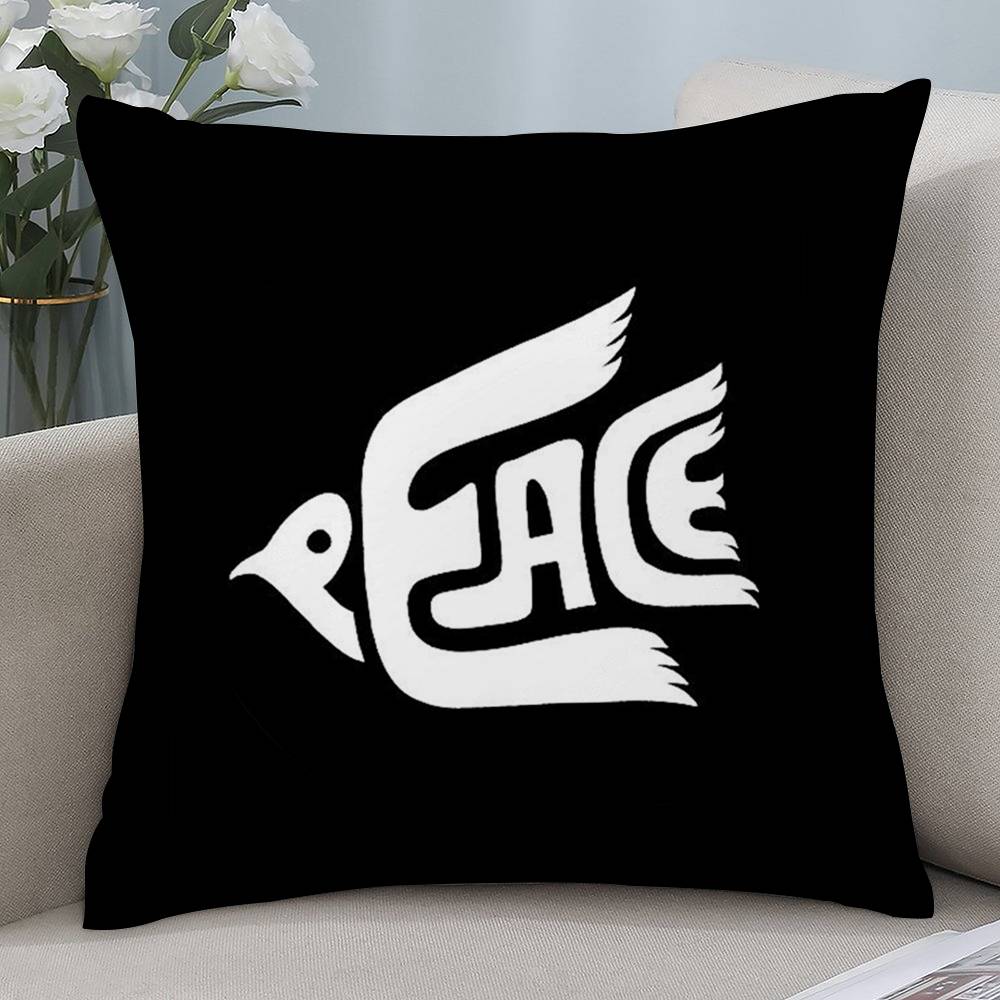 Black Peace Pillow Case Short plush Double-sided Print Square Throw Pillow Covers Sofa Home Cushion Decor