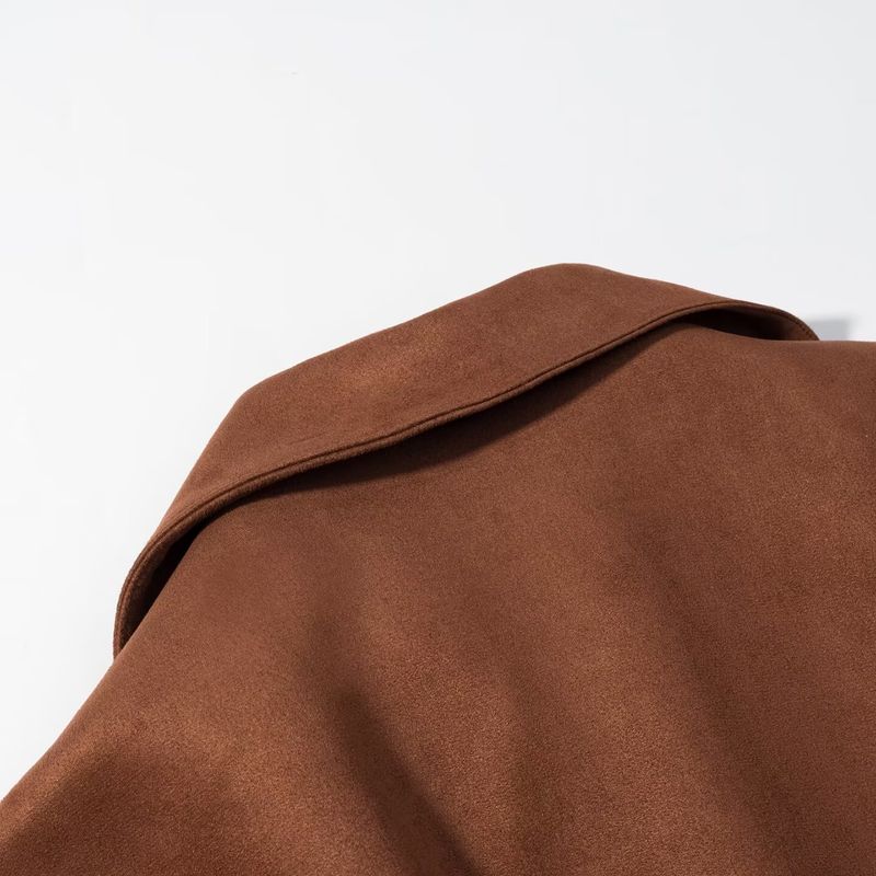 Za New Fall Women's Clothing 2025 Fashion Wind Stylish Fashion Tailored Collar Suede Double Breasted Outwear