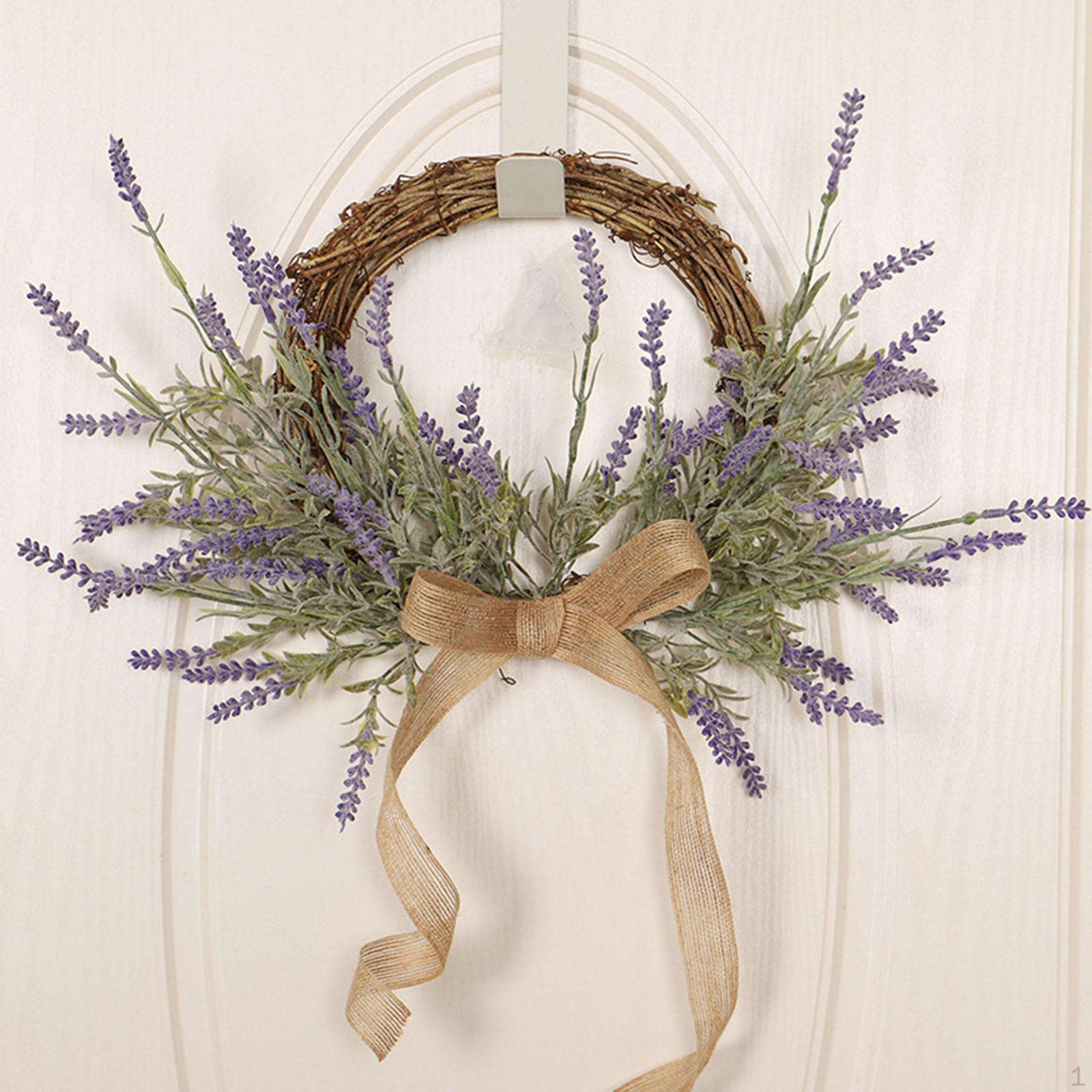 

16 inch Artificial Lavender Wreath Spring Purple Flowers Floral Garland for Wall Wedding Door