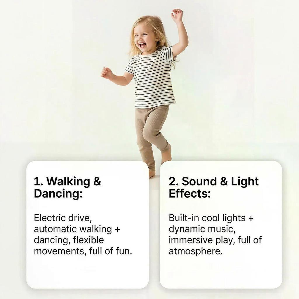 Electric Dancing Plush Toy - Light Up & Walk, Cute Cartoon Character with Music, Interactive Dance Toy for Kids, Battery-Powered Animated Gift for Chi