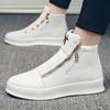 Mode High Top Sneakers Männer Weiße Plattform Casual Sneakers Männer Leder Reißverschluss Designer Sneakers Street Herren Skateboard Schuhe
