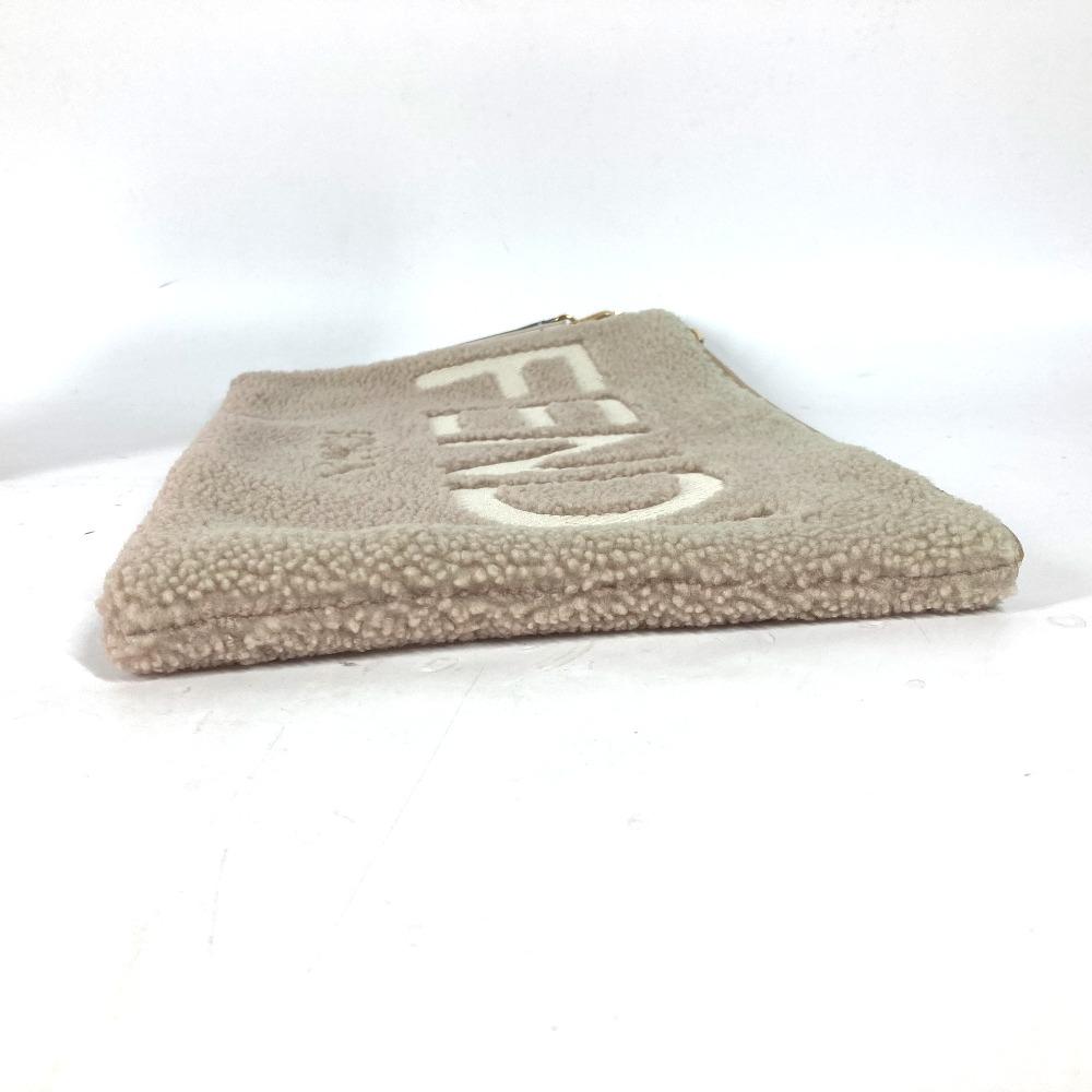 Fendi 8N0178 Lammfell Logo bore Tasche Beutel mit Riemen Clutch Bag