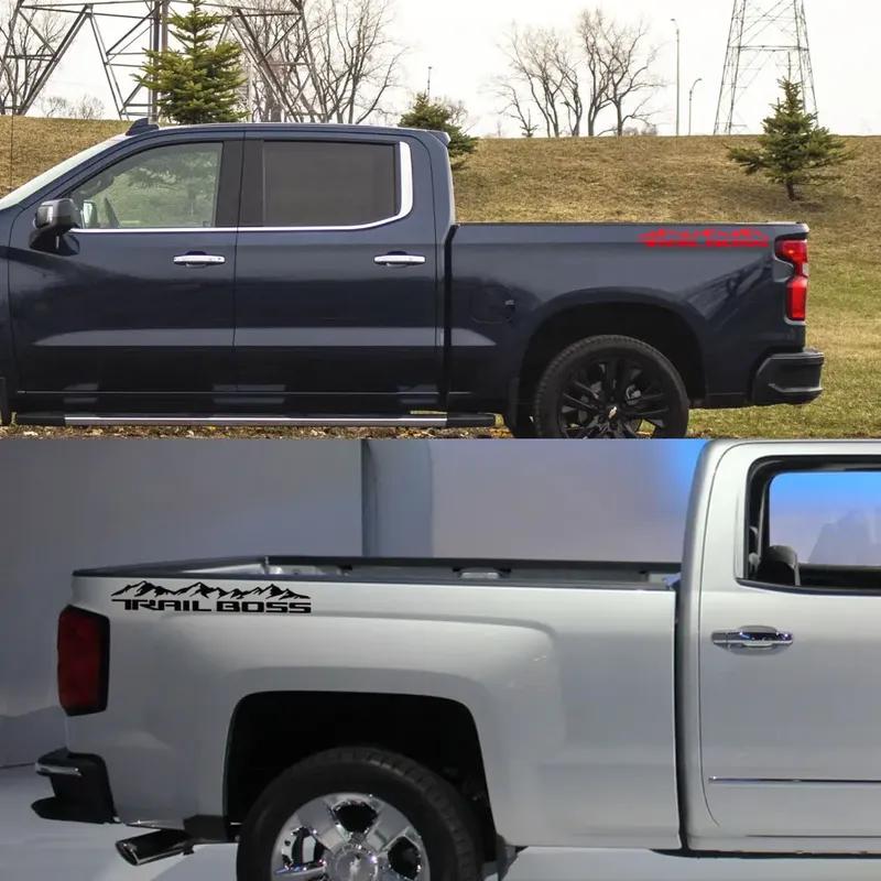 Pickup Body Side Stickers For Chevrolet Silverado1500 Trail Boss Car Trunk Side Decals Truck Vinyl Decor Cover Auto Accessories