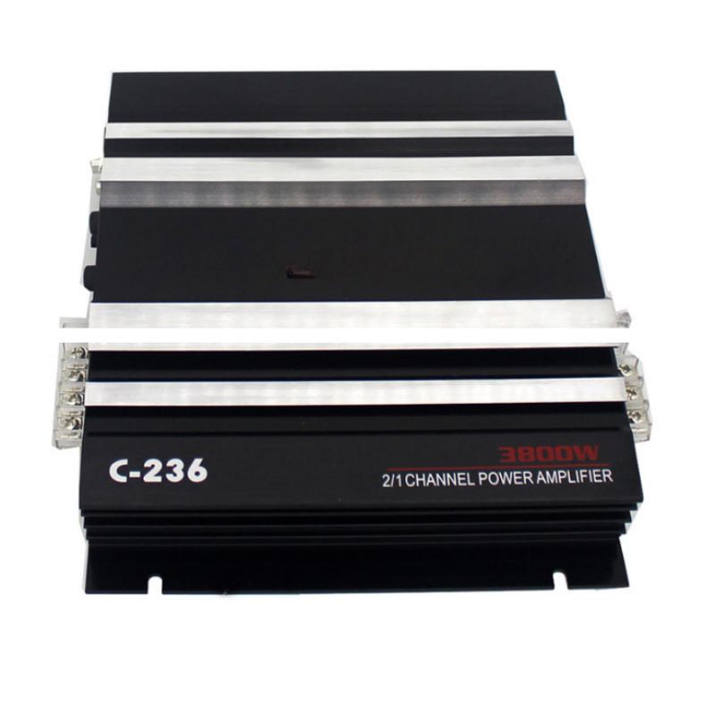 3800W High Power Car Amplifier 12V Portable Bass Speaker 2 Channel Aluminum Alloy Car Audio System 20* 20*5cm
