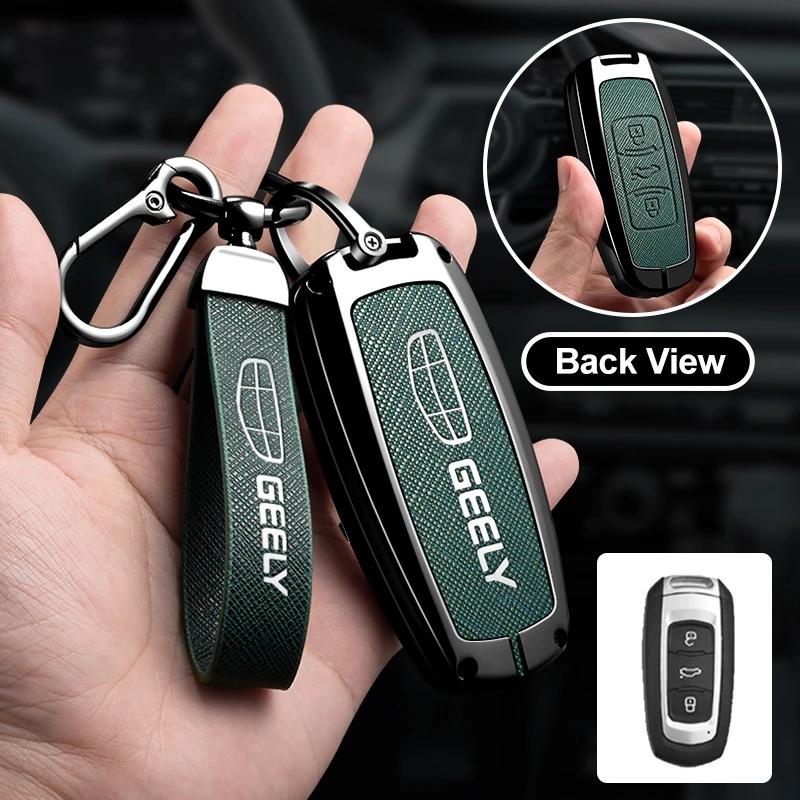 Leather Car Remote Key Case Cover for Geely for Geely Coolray X6 X7 EX7 Emgrand Global Hawk GX7 Kulrey GT GC9 Atlas Boyue NL3