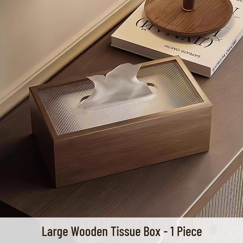 Luxurious Chinese Style Wooden Tissue Box with Natural Wood Grain